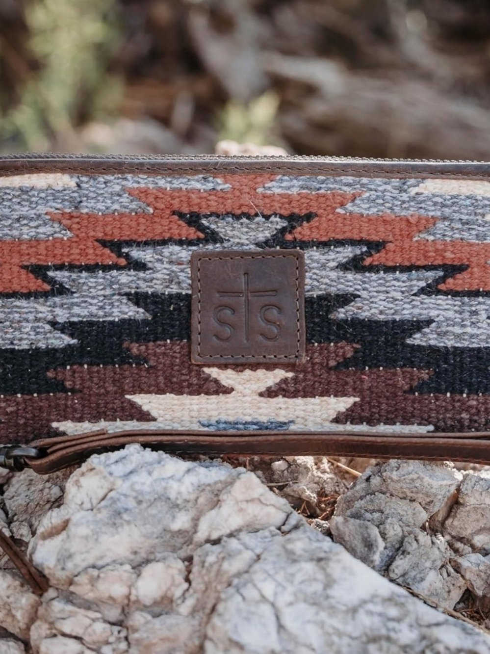 STS Ranchwear Aztec Wool Clutch in Rust, Black, Cream